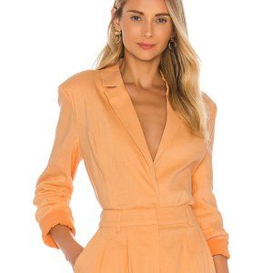L'Academie Geovana Linen Crop Blazer Orange Small
